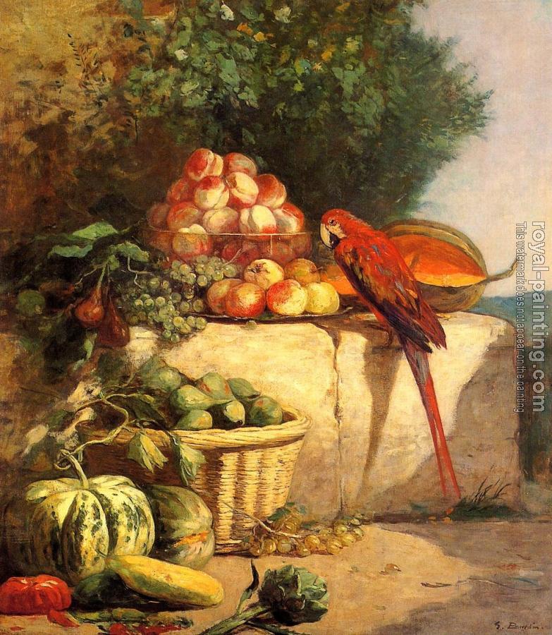 Eugene Boudin : Fruit and Vegetables with a Parrot